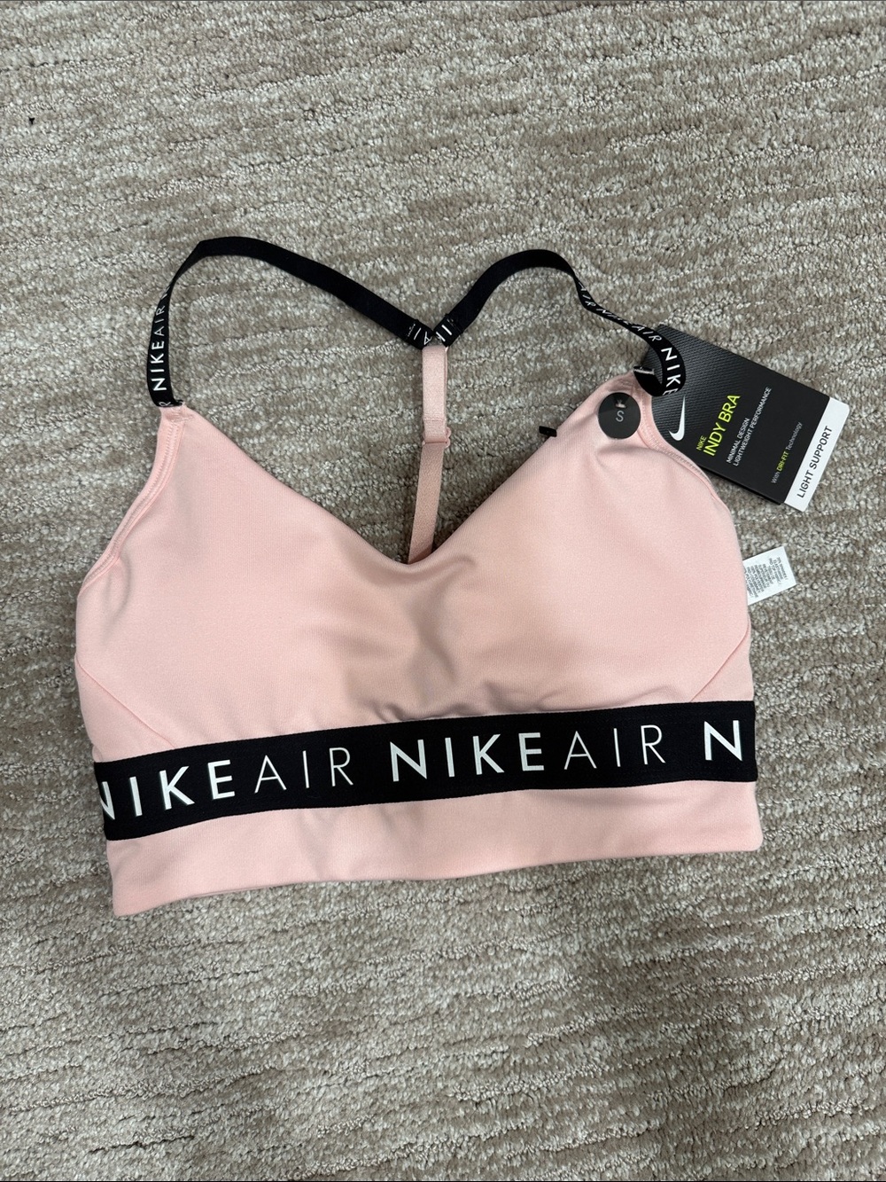 Nike Light Pink Air Logo Elastic Band Sports Bra